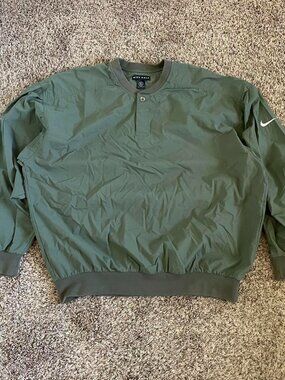 Vintage Nike Golf Pullover Sweatshirt Green XL Nylon 90s Swoosh Tiger Woods